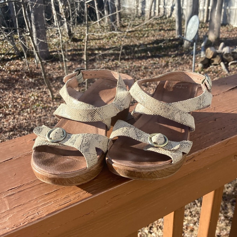 Dansko leather snakeskin sandals